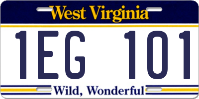 WV license plate 1EG101