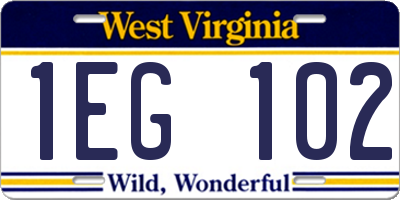 WV license plate 1EG102