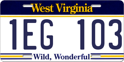 WV license plate 1EG103