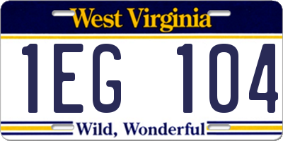 WV license plate 1EG104