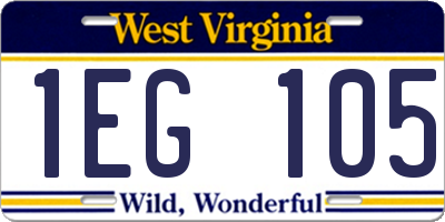 WV license plate 1EG105