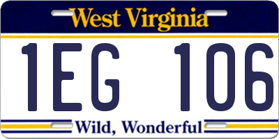 WV license plate 1EG106