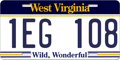 WV license plate 1EG108