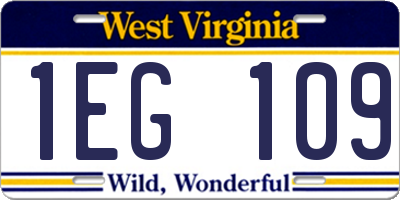 WV license plate 1EG109