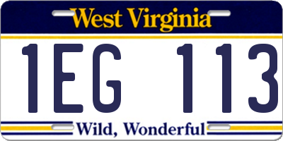WV license plate 1EG113