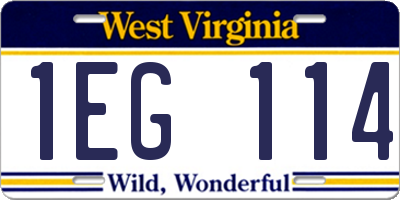 WV license plate 1EG114