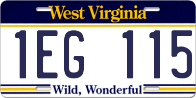 WV license plate 1EG115