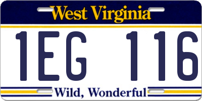 WV license plate 1EG116