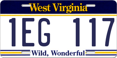 WV license plate 1EG117