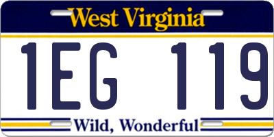 WV license plate 1EG119