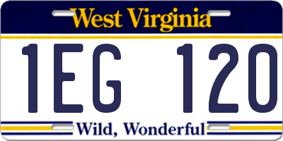 WV license plate 1EG120