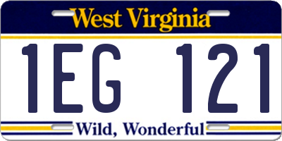 WV license plate 1EG121