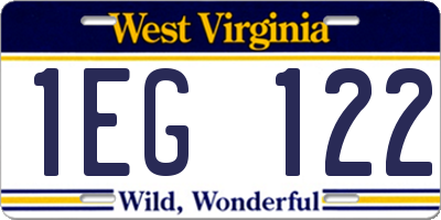 WV license plate 1EG122
