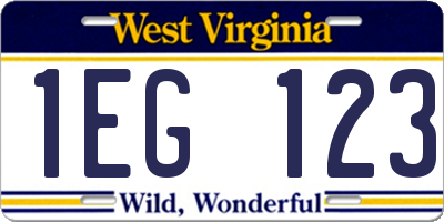 WV license plate 1EG123