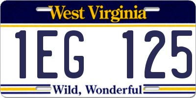 WV license plate 1EG125