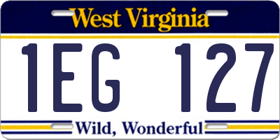 WV license plate 1EG127