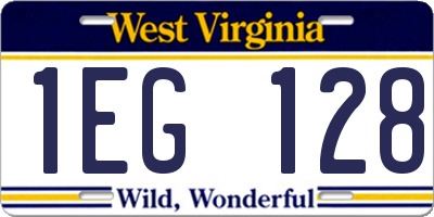 WV license plate 1EG128