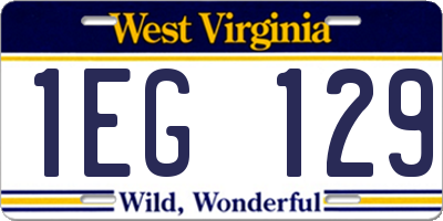 WV license plate 1EG129