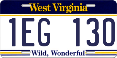 WV license plate 1EG130