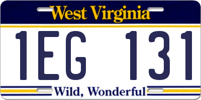 WV license plate 1EG131
