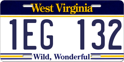 WV license plate 1EG132