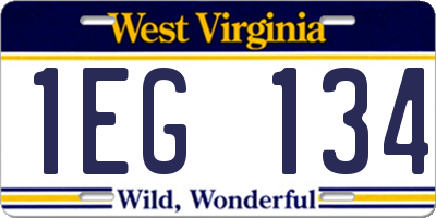 WV license plate 1EG134