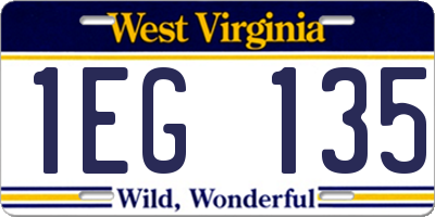 WV license plate 1EG135