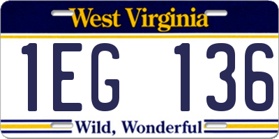 WV license plate 1EG136
