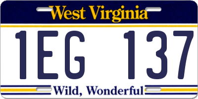 WV license plate 1EG137