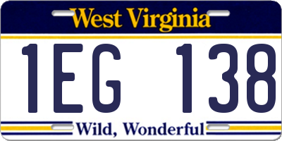 WV license plate 1EG138