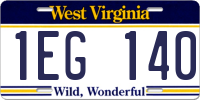 WV license plate 1EG140