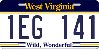 WV license plate 1EG141