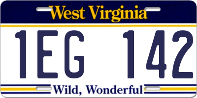 WV license plate 1EG142