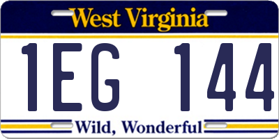 WV license plate 1EG144