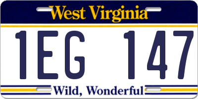 WV license plate 1EG147