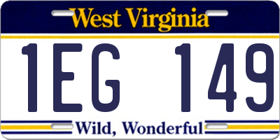 WV license plate 1EG149