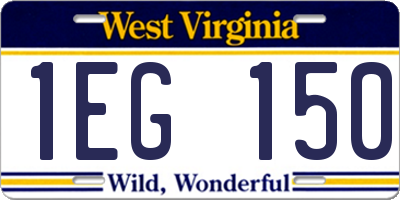 WV license plate 1EG150