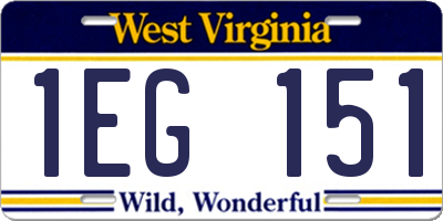 WV license plate 1EG151