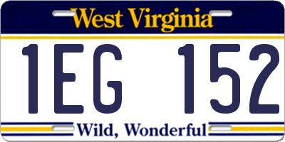 WV license plate 1EG152