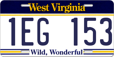 WV license plate 1EG153