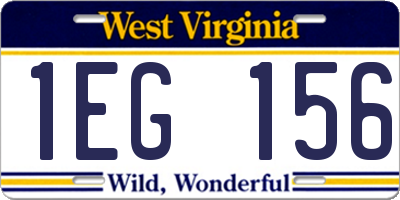WV license plate 1EG156
