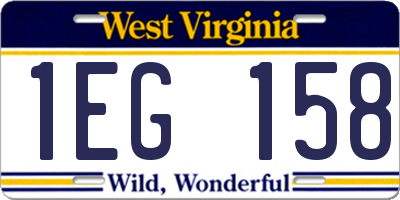 WV license plate 1EG158