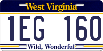 WV license plate 1EG160