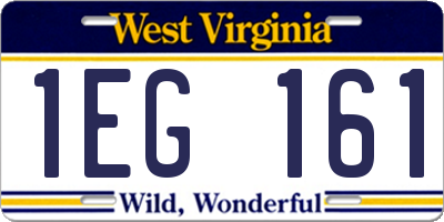 WV license plate 1EG161