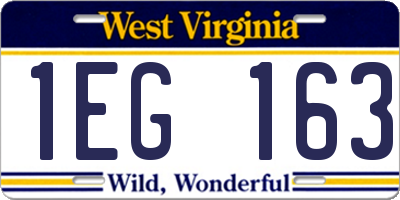 WV license plate 1EG163