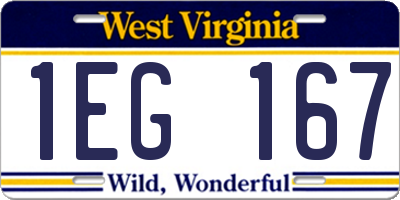 WV license plate 1EG167