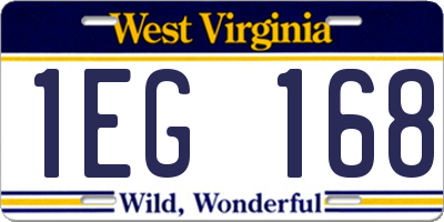 WV license plate 1EG168