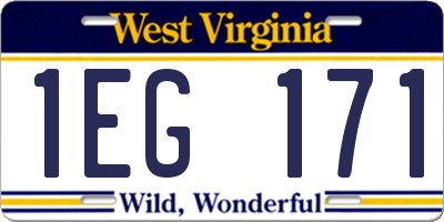 WV license plate 1EG171