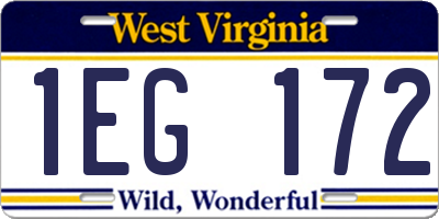 WV license plate 1EG172
