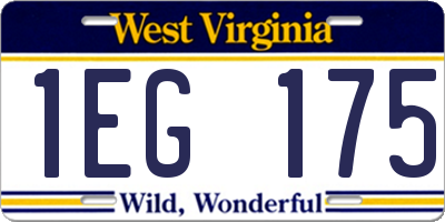 WV license plate 1EG175